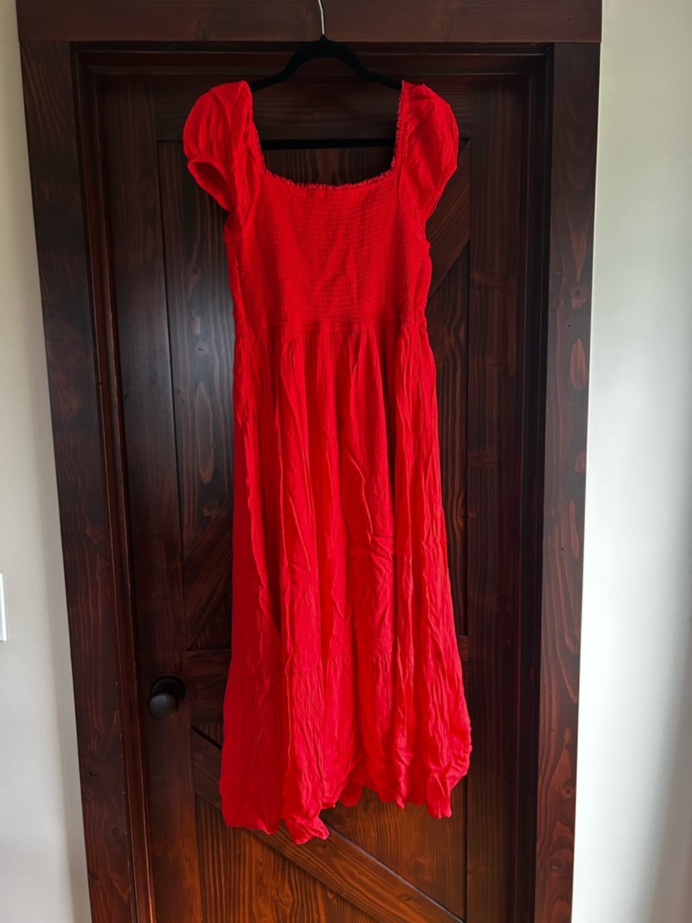 Baltic Born Red Maxi Dress with Puff Sleeves